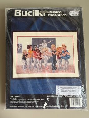 Vintage Bucilla Counted Cross-Stitch kit #40903 'The Line Up'.